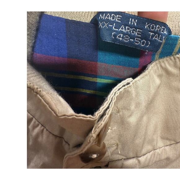 Vintage 1980s Par Four Sportswear Jacket Size XXL Tall (48-50) Beige Plaid Lined - Picture 6 of 10